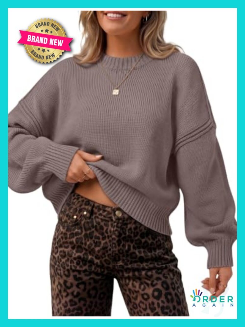 Oversized Cropped Batwing Knit Sweater Pullover Fall